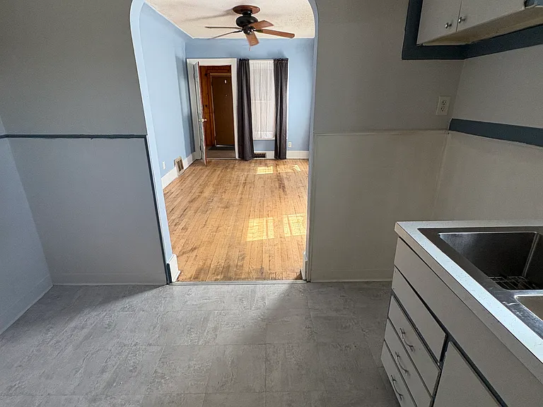 Looking from kitchen to living room