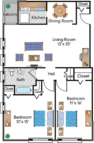 Floor plan 2 Bedroom 06 Tier
