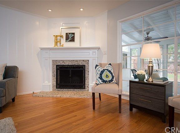 Striking fireplace with custom millwork.