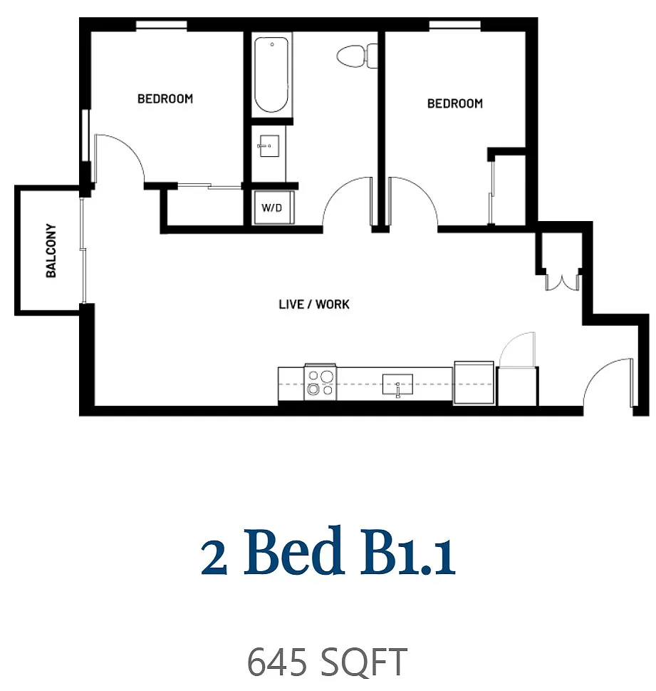 Floor plan 2 Bed B1.1