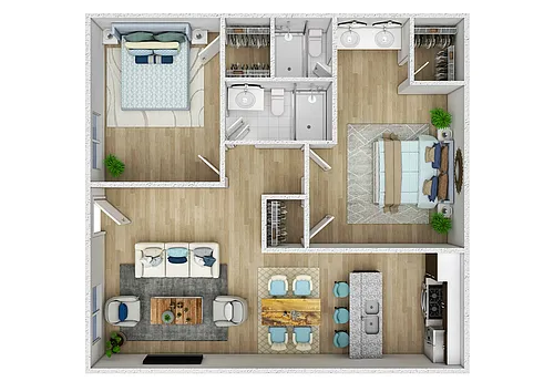 Floor plan 2BR 2 Bath Renovated