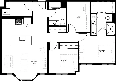 2X2 Den floor plan Mercato Grove