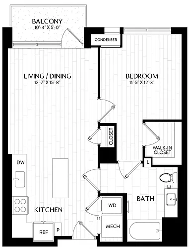 Floor plan 1 Bed/1 Bath-A2M1