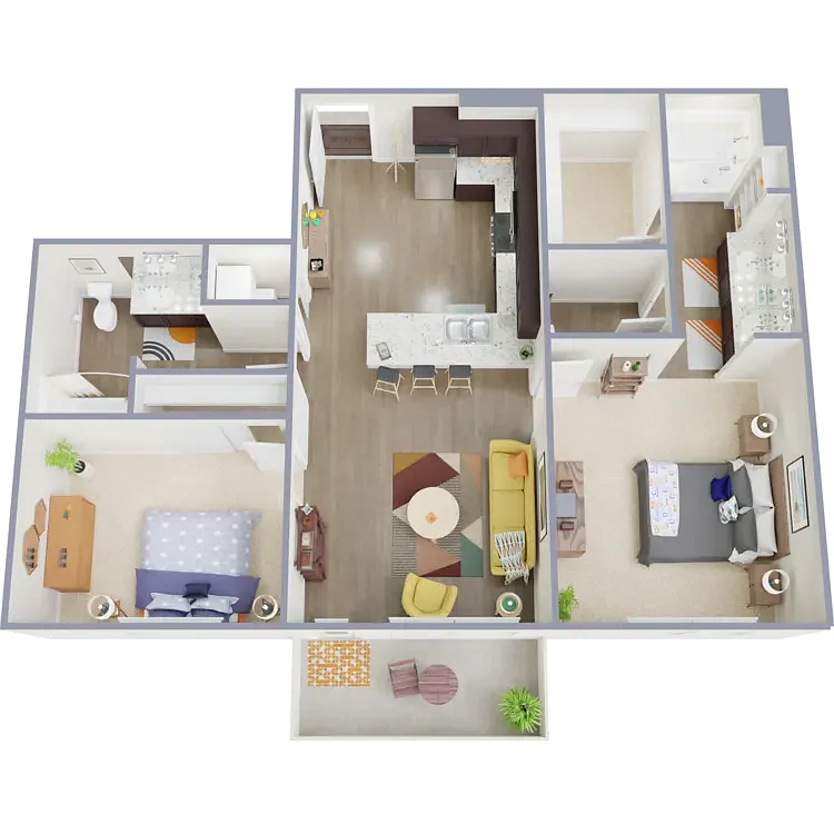 Floor plan 2x2 - 942 sqft - B2