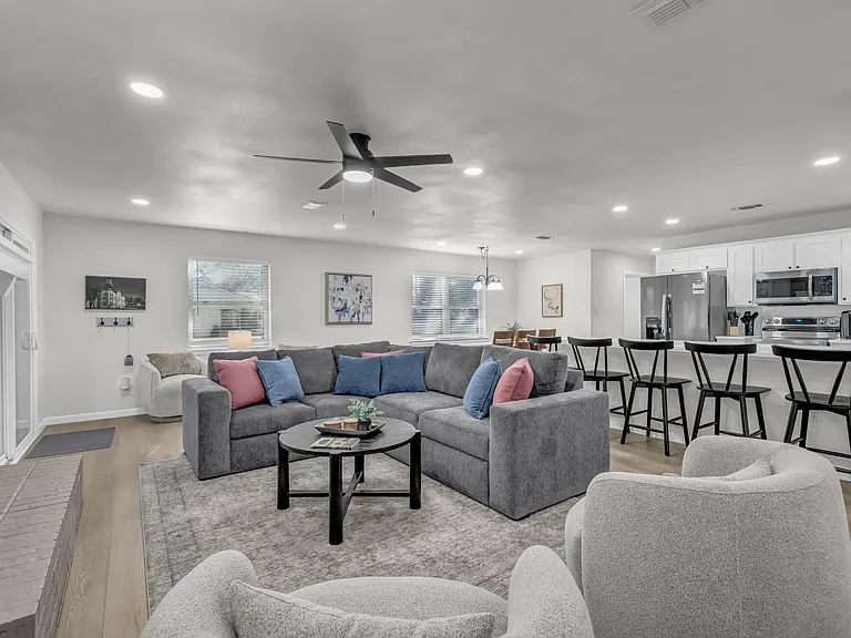 These comfy chairs swivel to watch the Smart TV or join in the living room fun