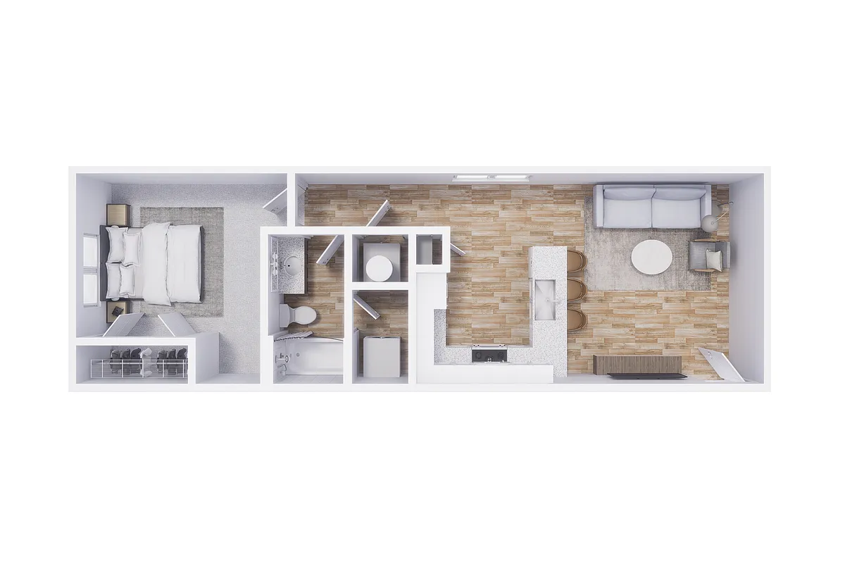 Floor plan 1x1 - 609 sqft - A1