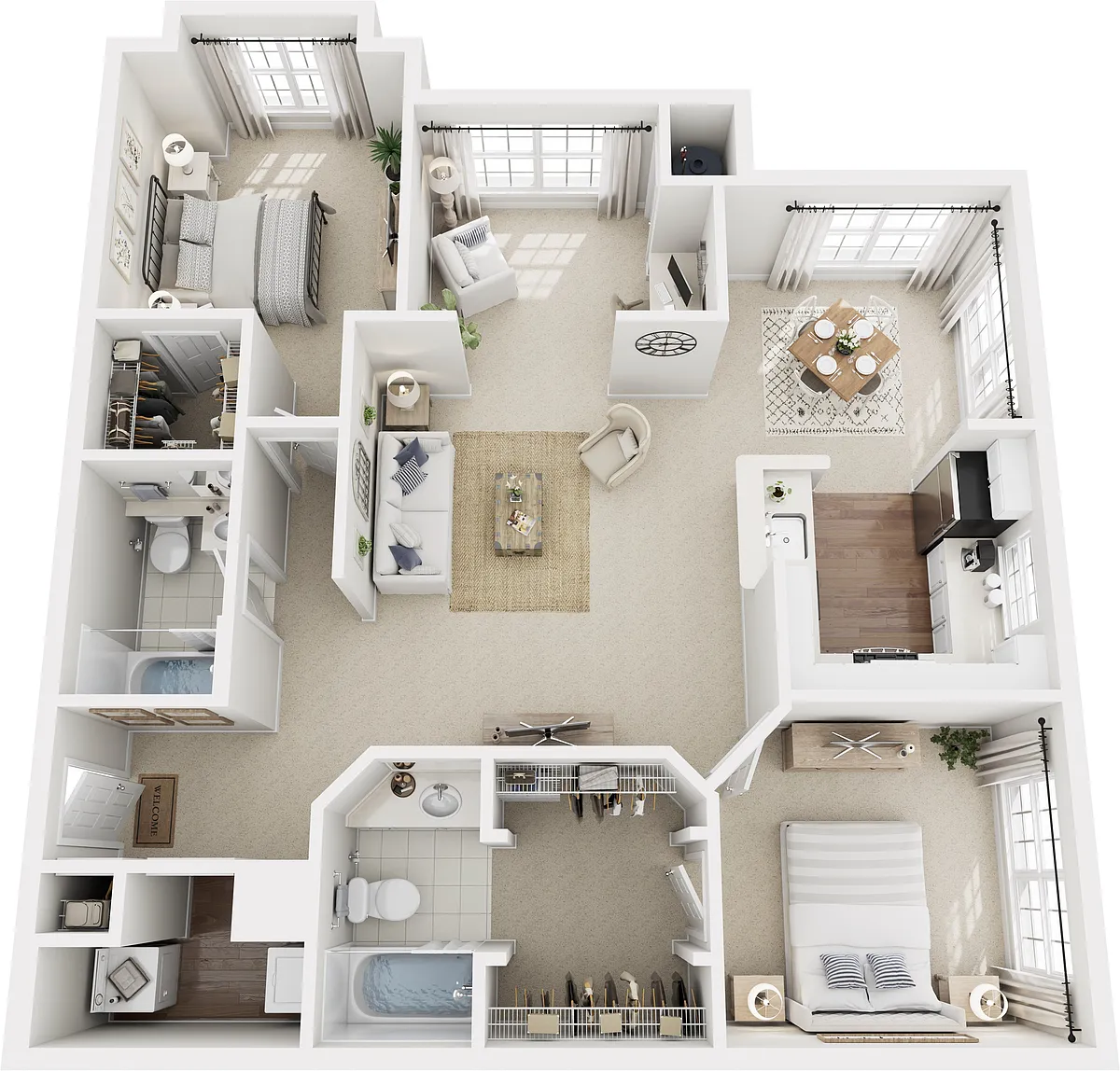 Floor plan B3: 2 Bed 2 Bath