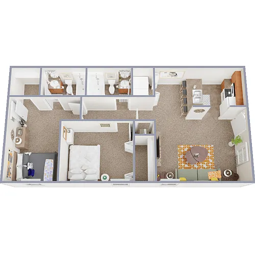 Floor plan Two Bed Two Bath
