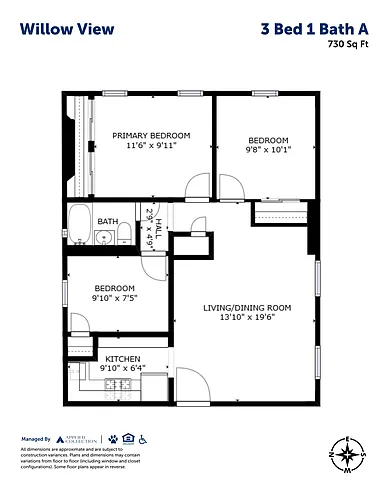 Floor plan 3 Bed 1 Bath A