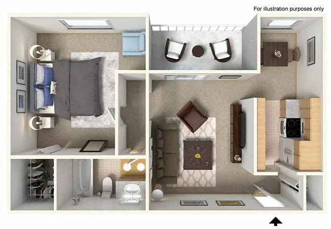 Floor plan 1x1b - Classic