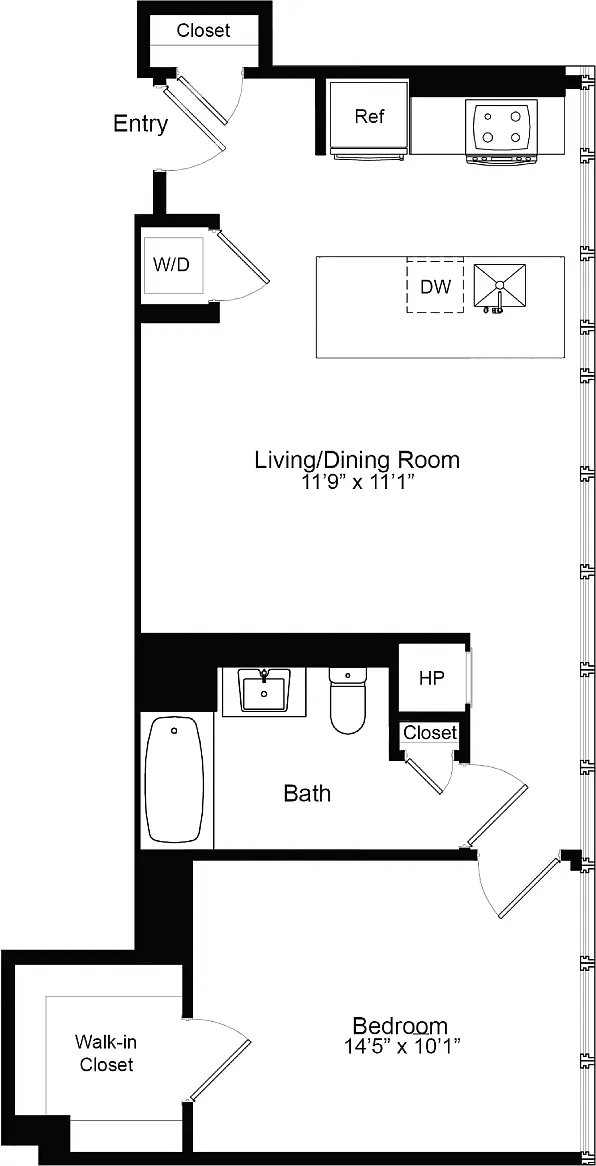 Floor plan One Bedroom F 19
