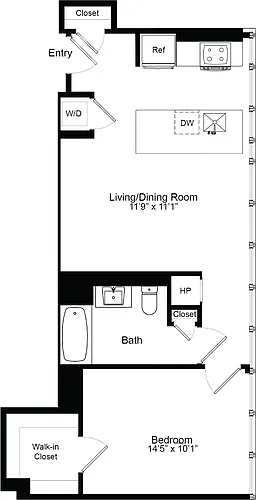 Floor plan One Bedroom F 19