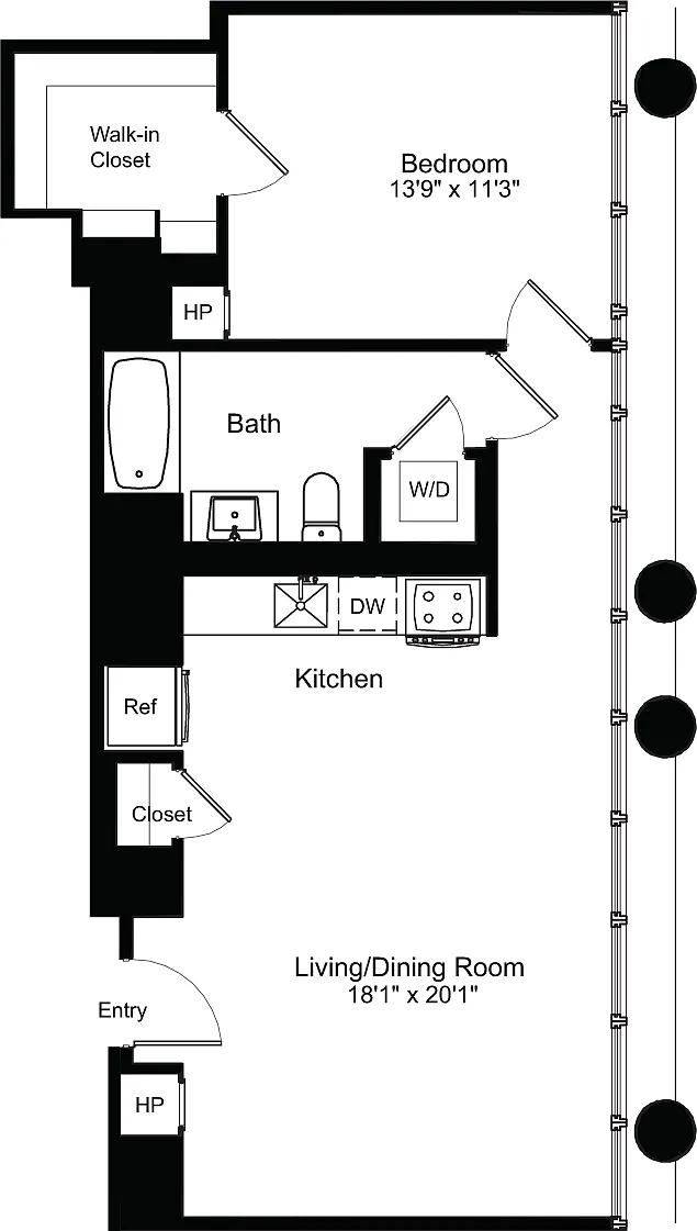 Floor plan One Bedroom G 14