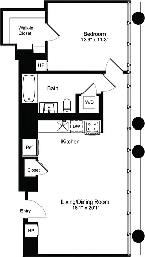 Floor plan One Bedroom G 14