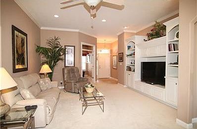 Spacious Great Room with built-in bookcases
