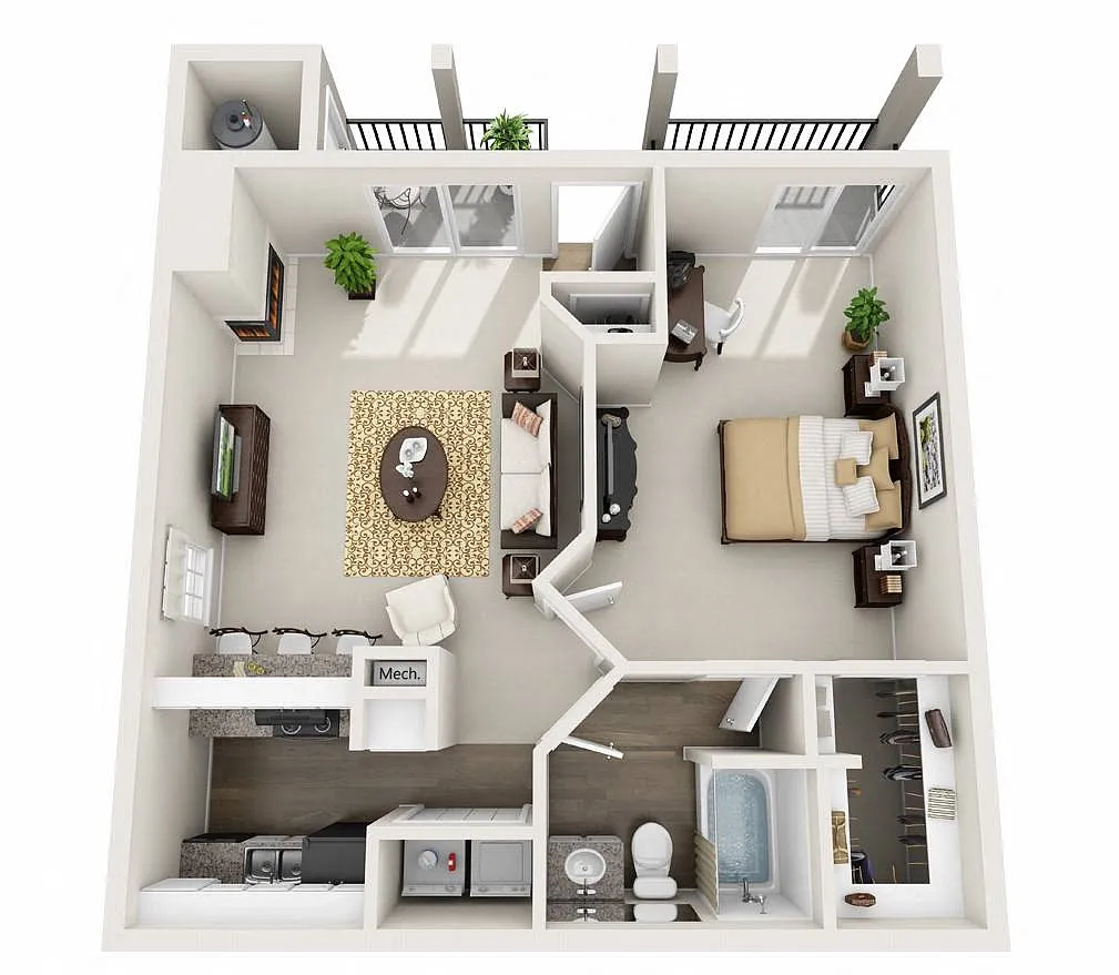 Floor plan 1 Bedroom 1 Bathroom La Mesa