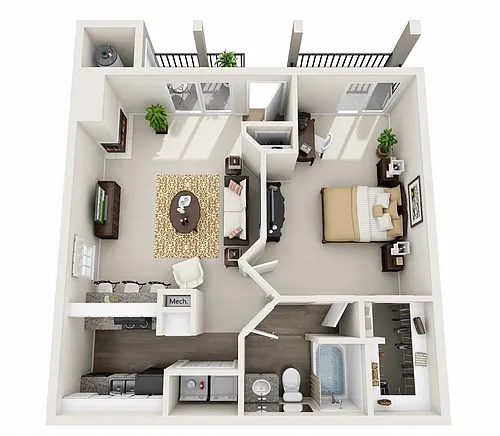 Floor plan 1 Bedroom 1 Bathroom La Mesa