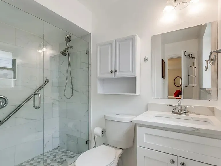 Primary bath with updated shower