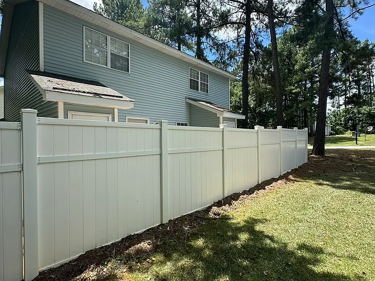 Privacy fence - backyard with patio and storage shed