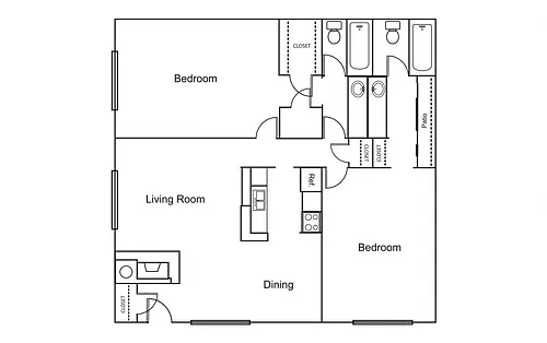 Floor plan 2 Bedroom / 2 Bath