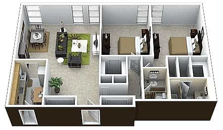 Floor plan 2Bedroom 2Bathroom