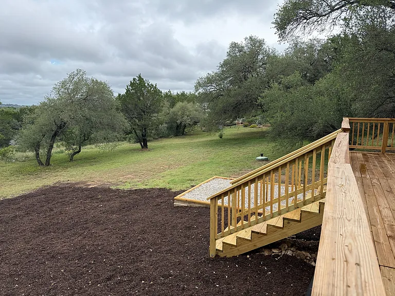 Back deck, yard and fire pit area