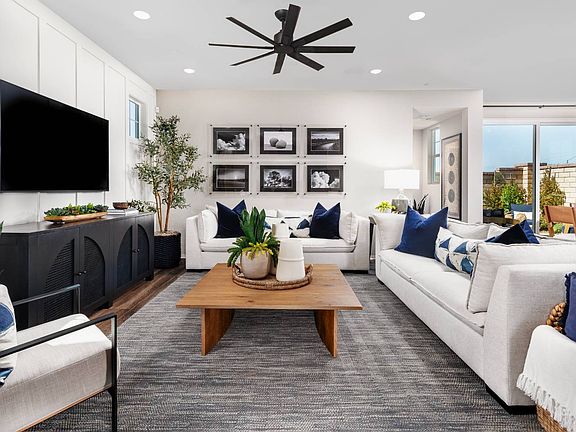 An image of the great room in the Plan 3 model home at Dwell.