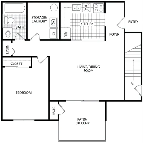 Floor plan 1 BR/1 Bath