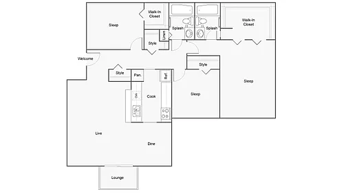 Floor plan 3 Bed 2 Bath