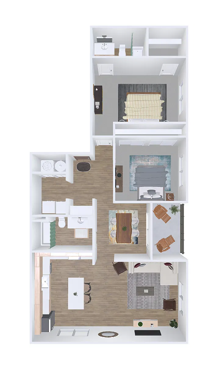 Floor plan 2x2 Corner West Views