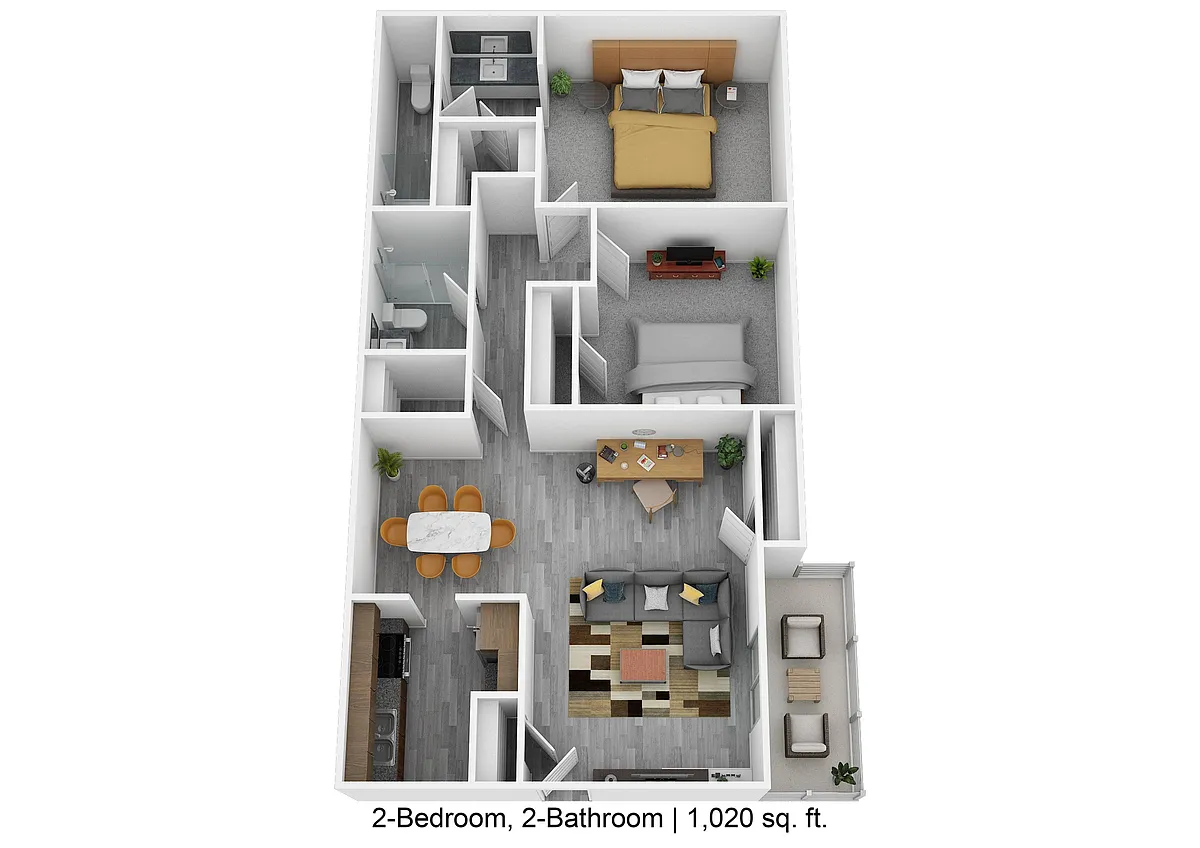Floor plan 2BR/2BA Renovated