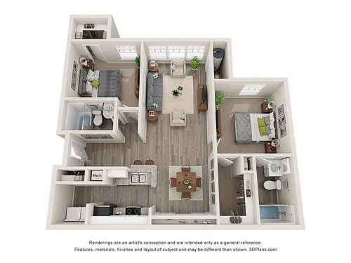 Floor plan 2 Bedroom 2 Bathroom - RENOVATED