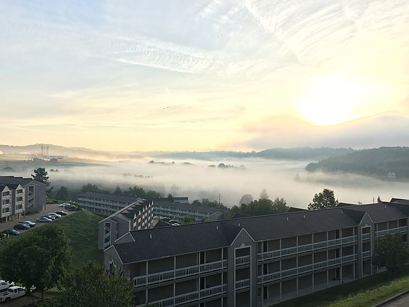 View of the farm in the morning from balcony