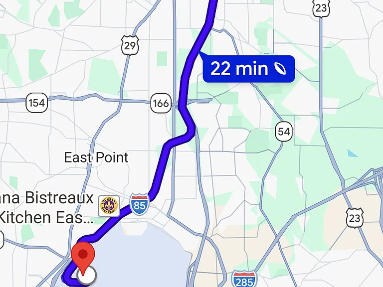 22 minutes to the airport in rush hour traffic. ~15 minutes in normal traffic.