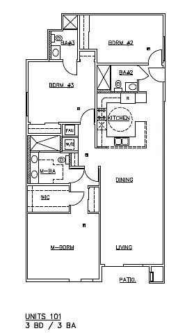 Floor plan 3 Bedroom, 3 Bath