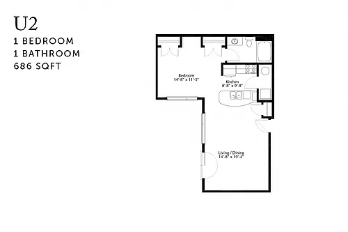 Floor plan U2 Urban One Bedroom