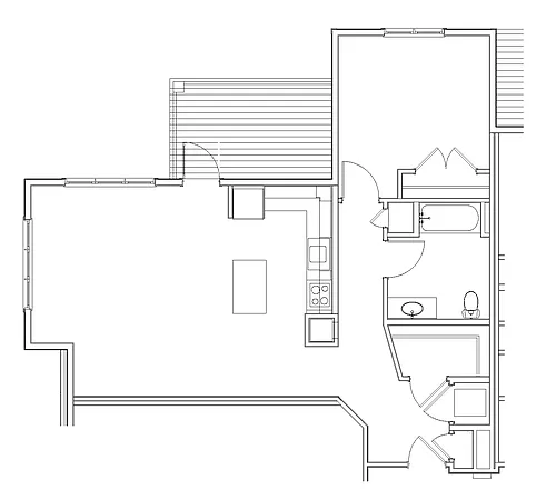 Floor plan One Bedroom Corner