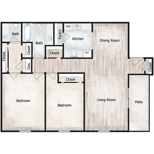 Floor plan Two Bedroom Garden Apartment