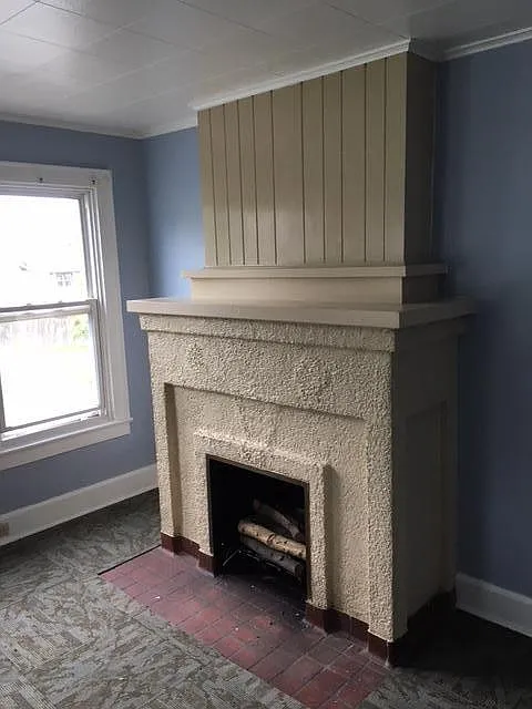 living room fireplace (cannot be used)