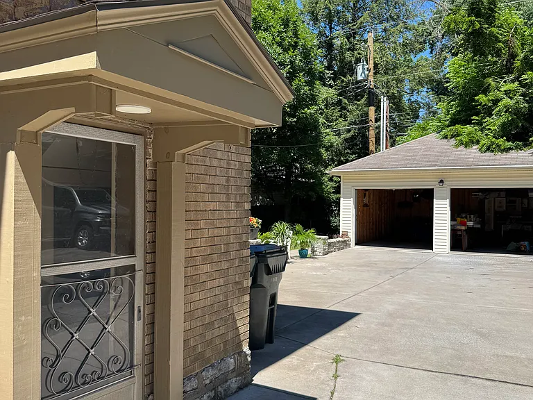 back entrance and garage