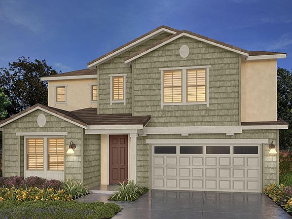 Exterior rendering of elevation F of Residence Five at Southport at Delaney Park in Oakley, CA by Br