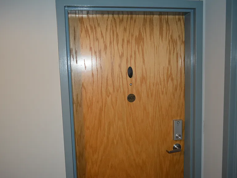 Unit 607 Front Door with smart lock. Lock or unlock your door from anywhere!