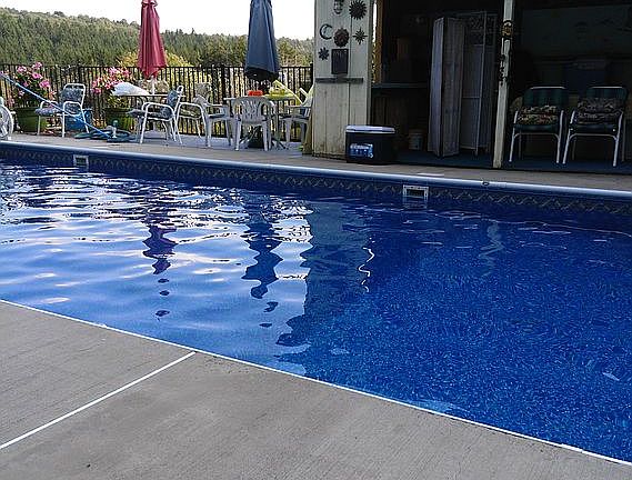 Salt water pool with cabana