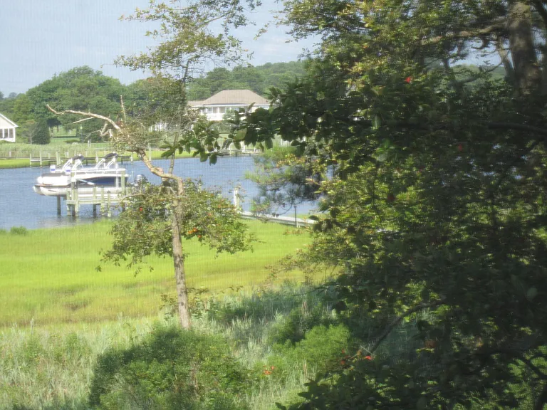 Panoramic View (#5) from Rear Porch showing Private Dock and Boat Lift