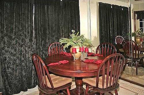 Dining Room w/Ceramic Tile, Mirror Wall, & Lrg Windows