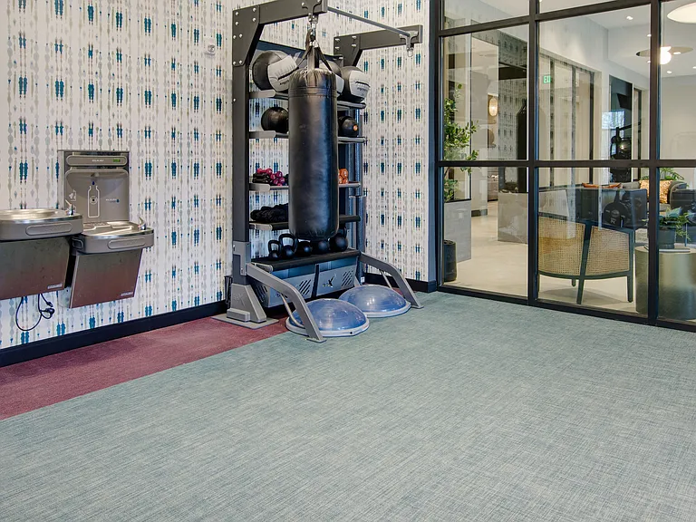 Club-quality fitness studio with group fitness area.