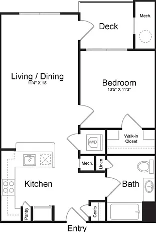 One Bedroom One Bath (655 SF) One Bedroom One Bath (655 SF)
