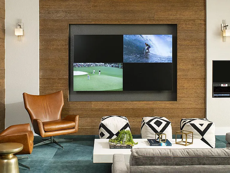 Apartment community Entertainment Room at Griffis Union Station in Denver, Colorado.