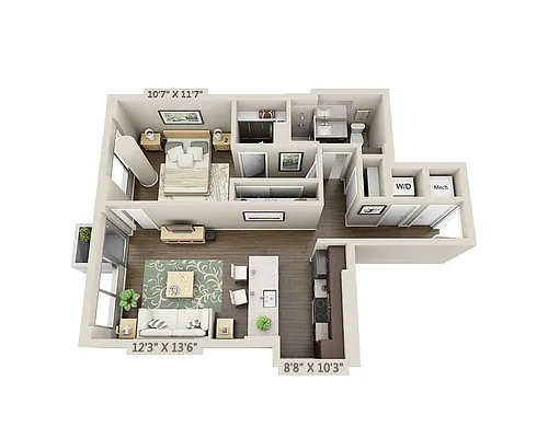 Floor plan One Bedroom A1G
