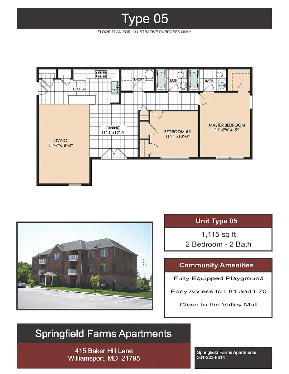 Floor plan 2bd x 2 bath